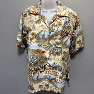 Vintage 90s Bon Worth Womens Casual Safari Animal Print Shirt Blouse Size Small